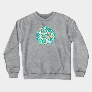 Dinosaurs + Unicorns in Teal Crewneck Sweatshirt